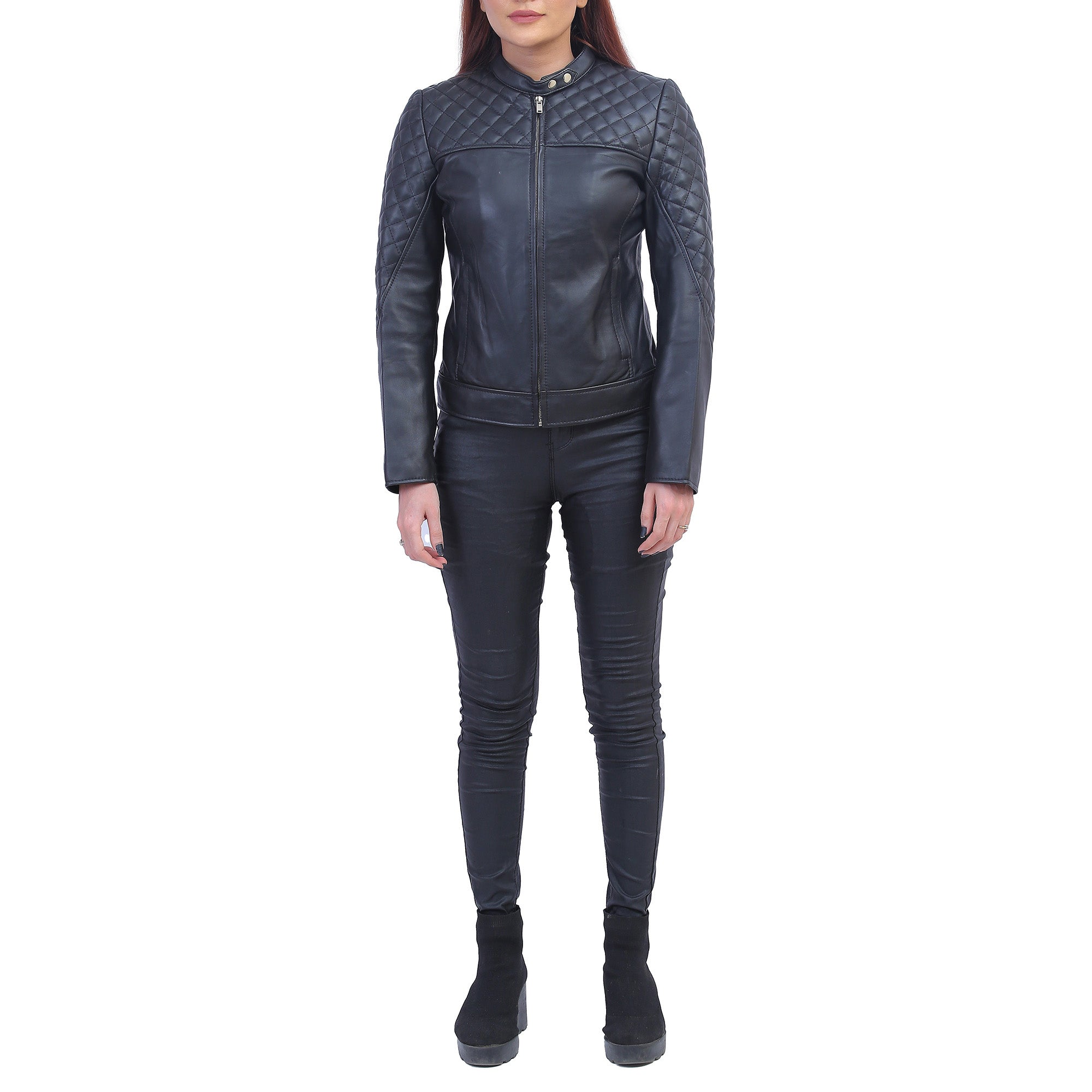 Women Black Quilted Shoulder Jacket