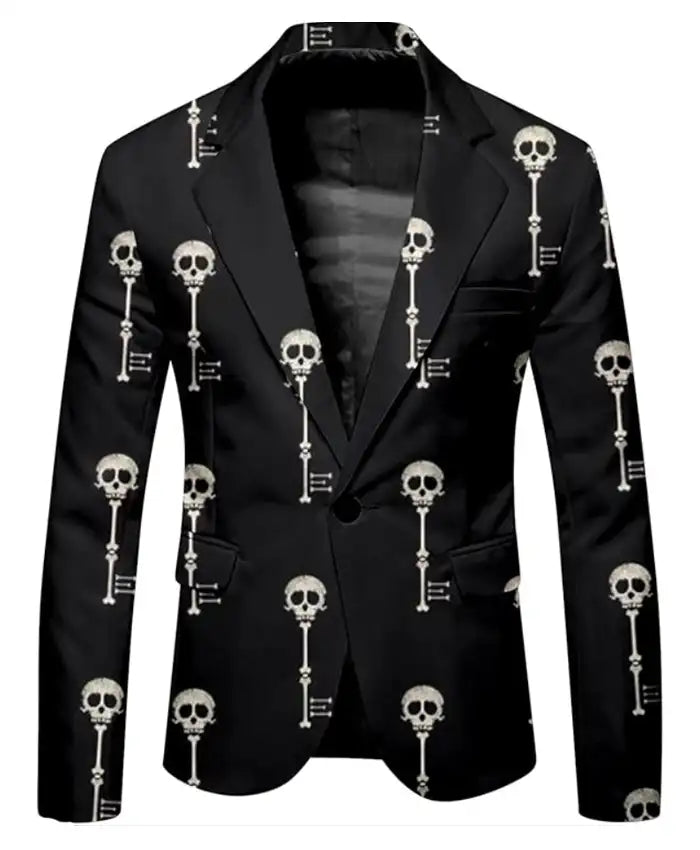 Buy Skeleton Print Black Blazer USA
