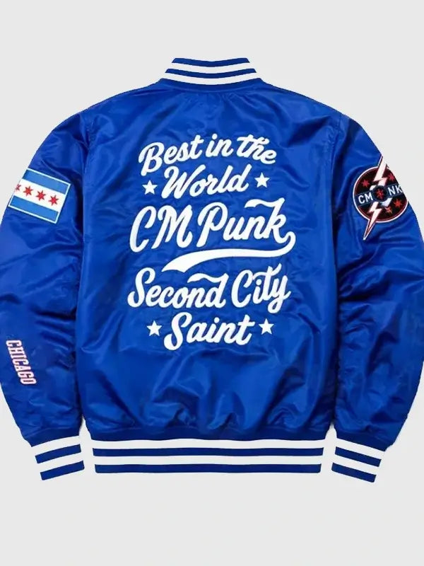 CM Punk Chicago Cubs Blue Jacket