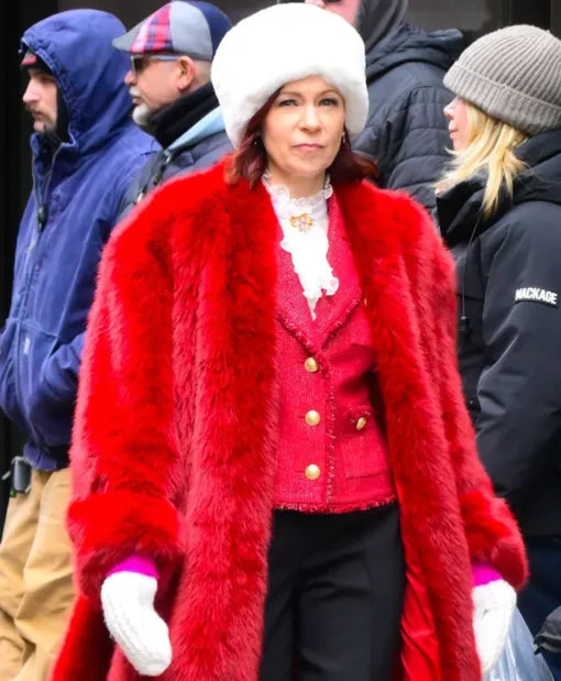 Shop Elsbeth S03 Carrie Preston Red Fur Coat For Sale