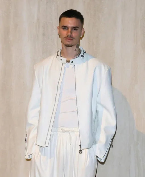 Romeo Beckham Fashion Week 2026 Leather Jacket