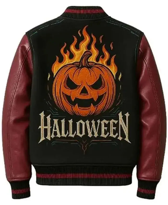 Fire Wicked Pumpkin Letterman Jacket