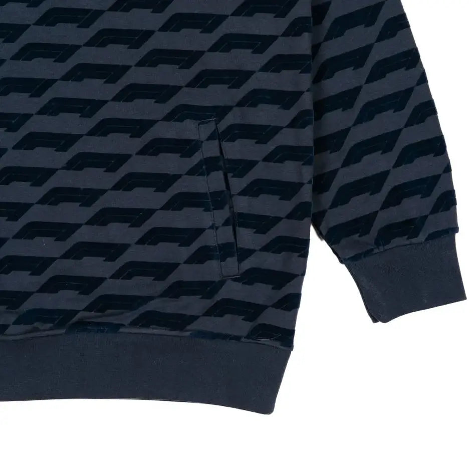 Flocked Allover Print Racing Sweatshirt