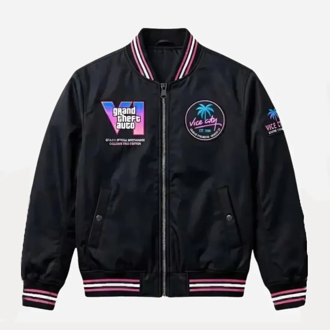 GTA 6 Vice City Black Varsity Jacket