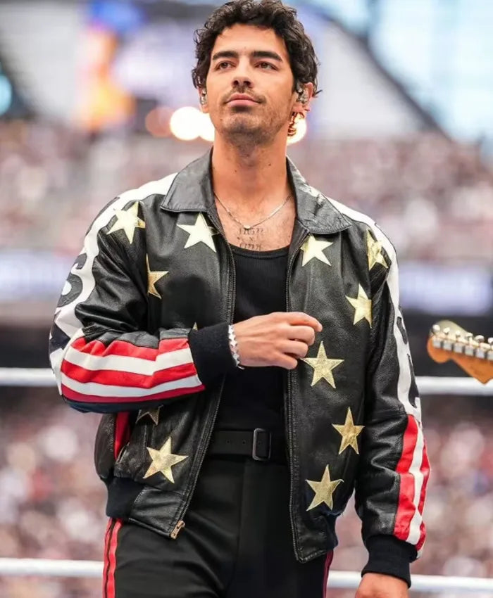 Joe Jonas WrestleMania 42 Star Leather Jacket