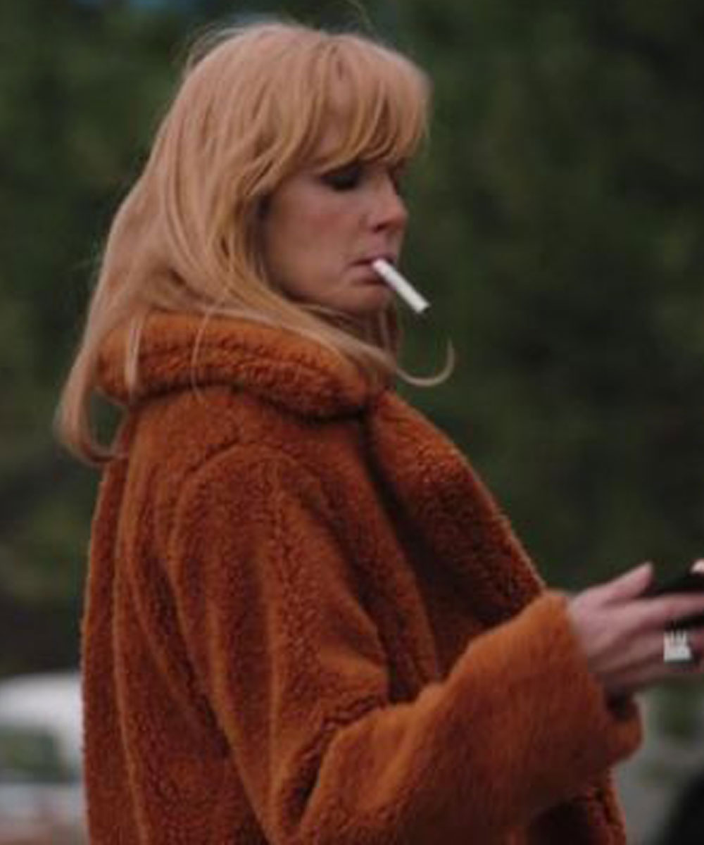 Kelly Reilly Tv Series Yellowstone Beth Dutton Brown Fur Coat