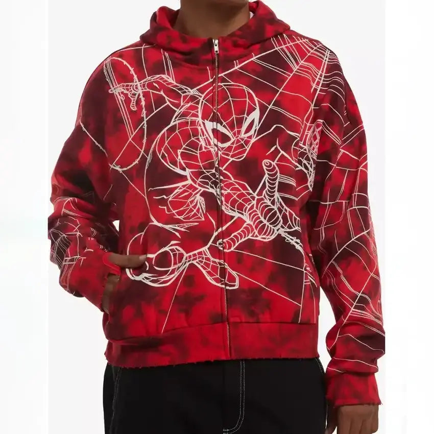 Marvel Spider-Man Tie-Dye Red Hoodie