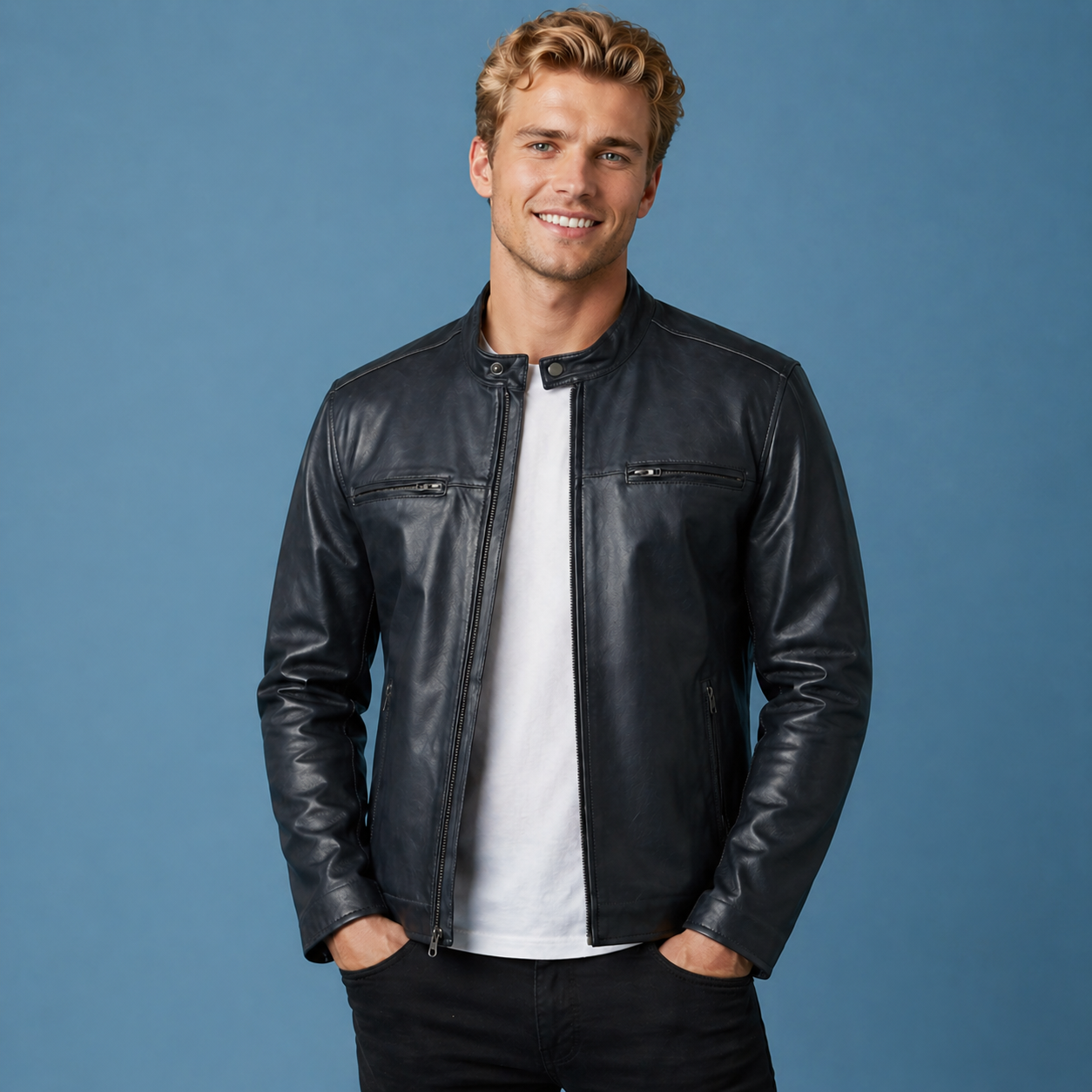 Mens Black Biker Leather Jackets