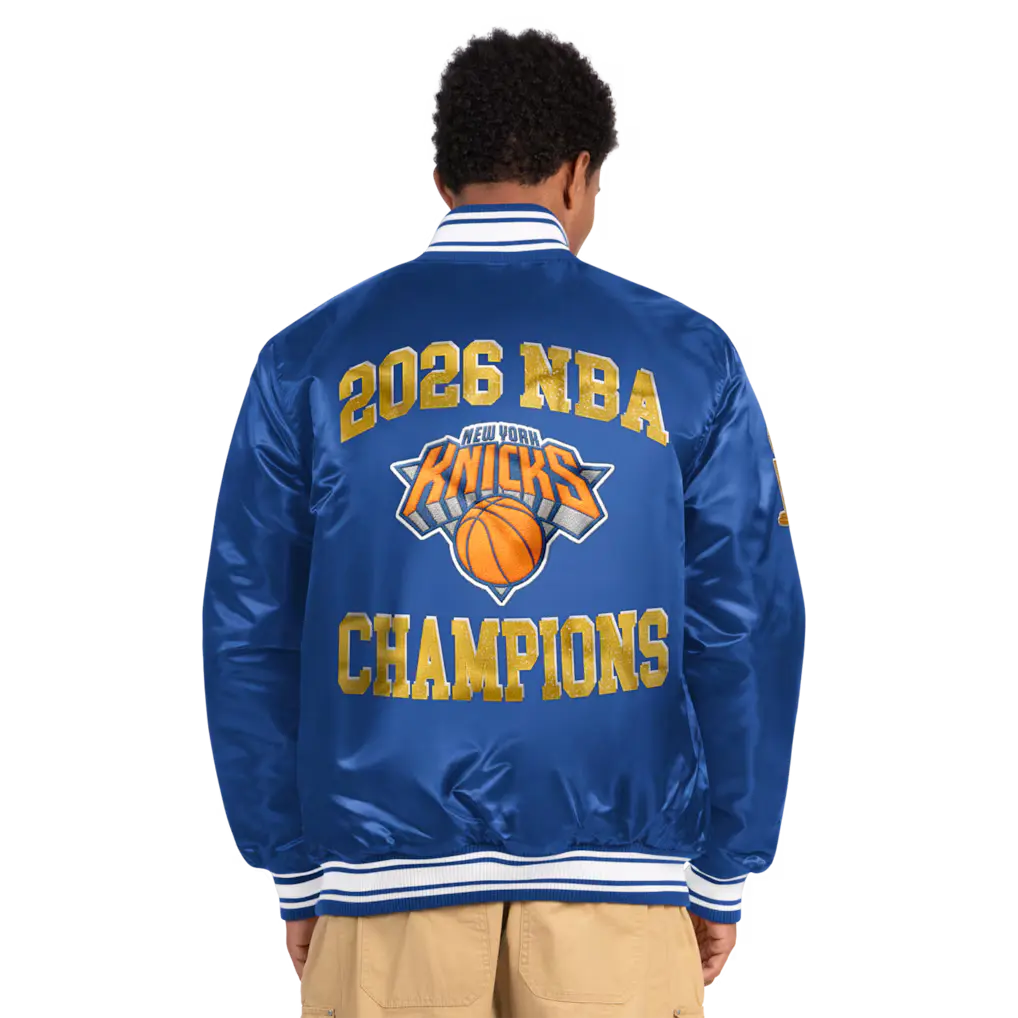 New York Knicks NBA Finals Champion Blue Satin Jacket