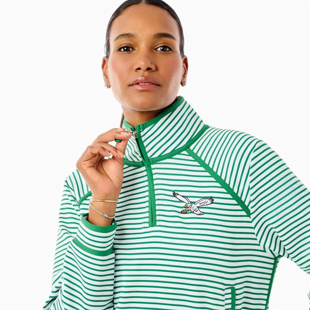 Philadelphia Eagles Addison Bay Quarter-Zip Green Sweatshirt