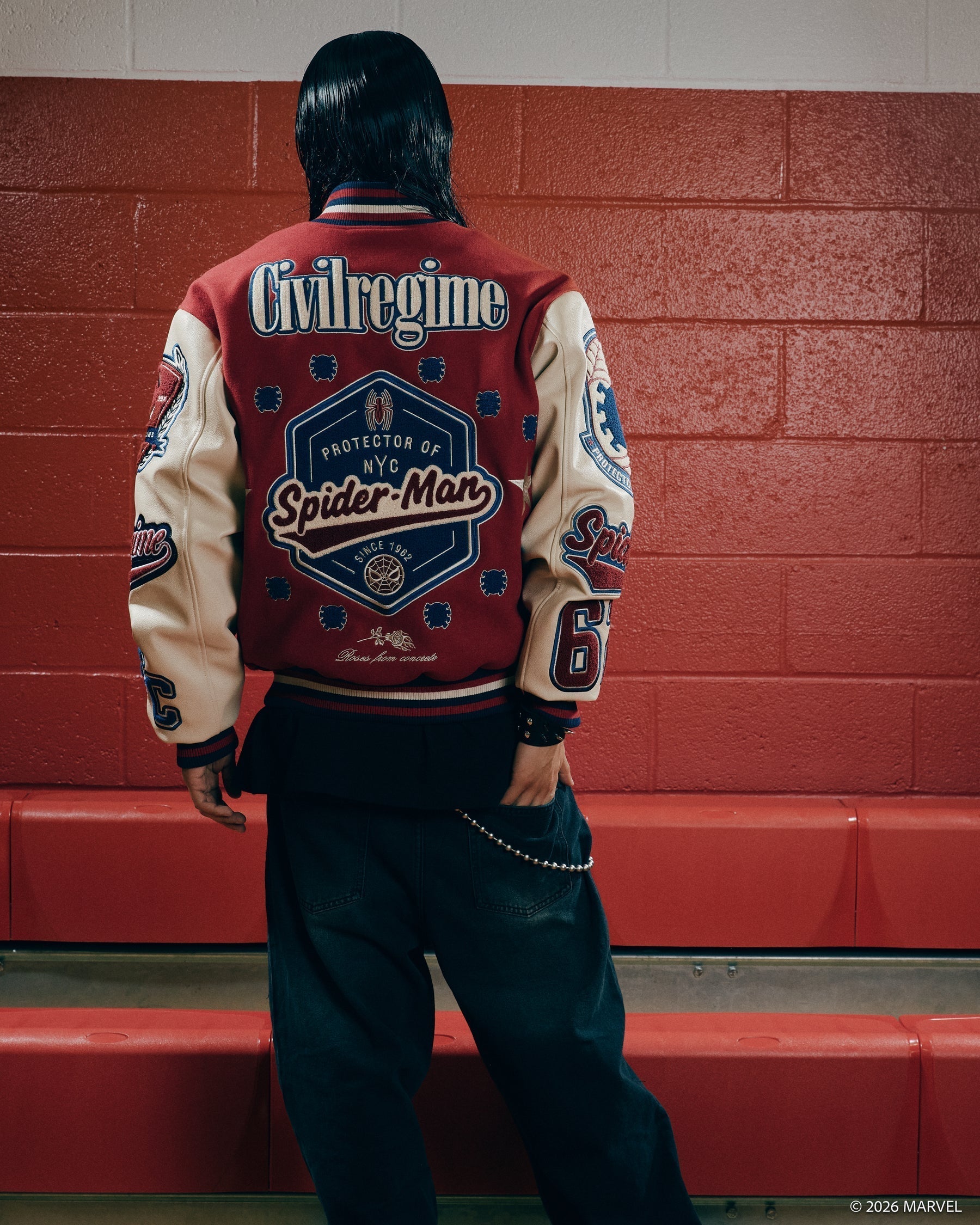 Protector Of NYC Red and Sand Letterman Jacket For Men & Women