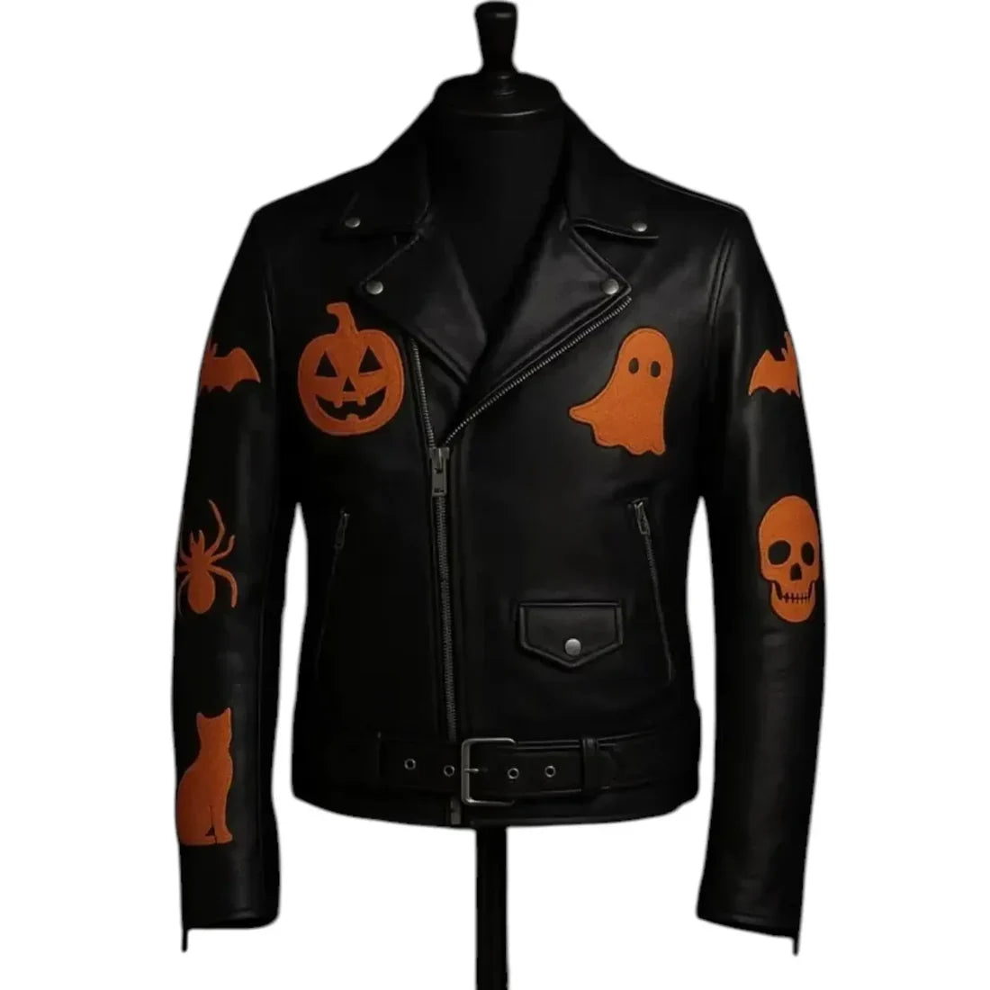 Pumpkin Biker Leather Jacket