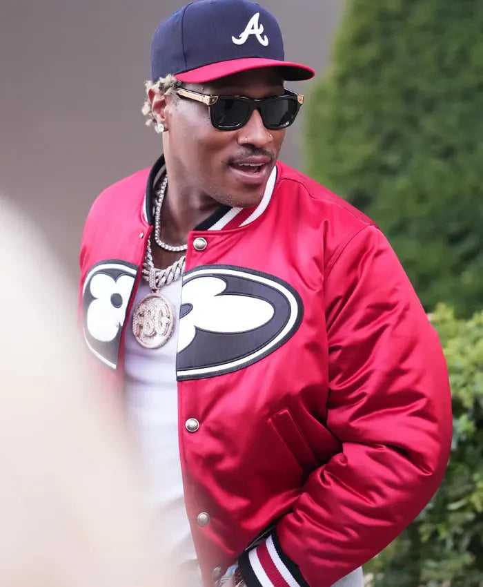 Red Satin Varsity Jacket Future