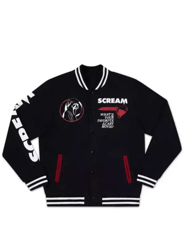 Scream Black x Ghost Face Black Varsity Jacket