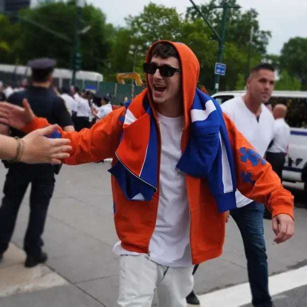 Timothée 2026 Chalamet NY Knicks Parade Orange Zipper Jacket