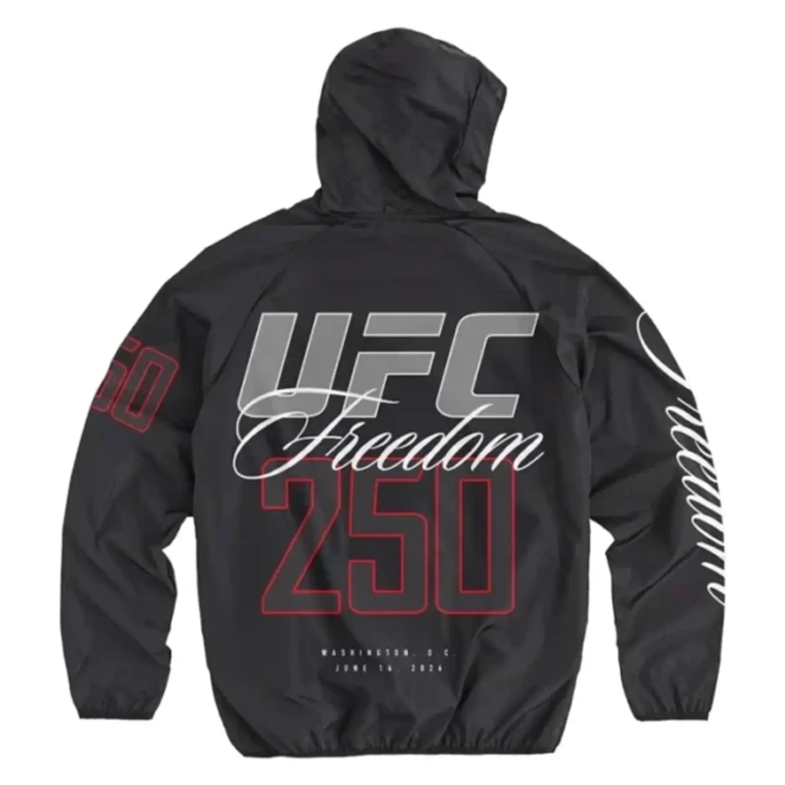 UFC Freedom 250 Black Full-Zip Windbreaker Black Jacket