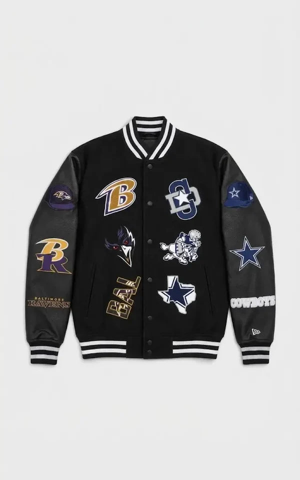 cowboys and ravens varsity jacket for game day