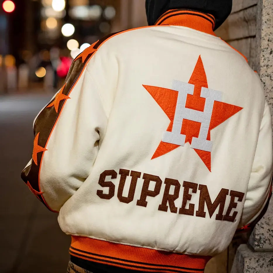 Supreme x Mitchell & Ness Houston Astros varsity jacket