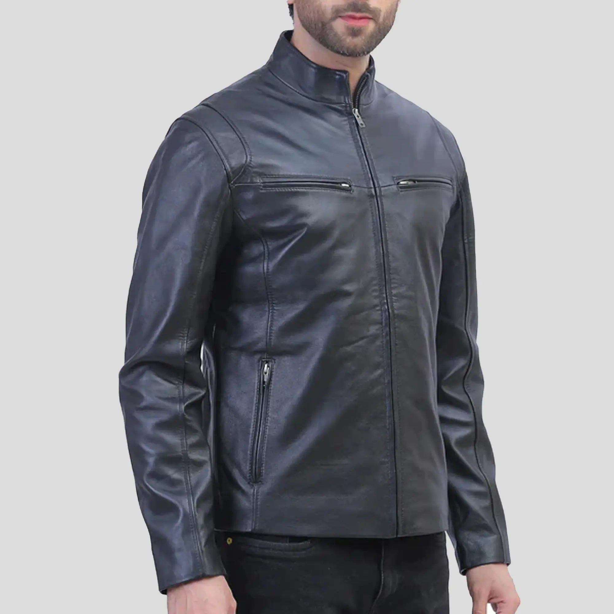 black leather jacket