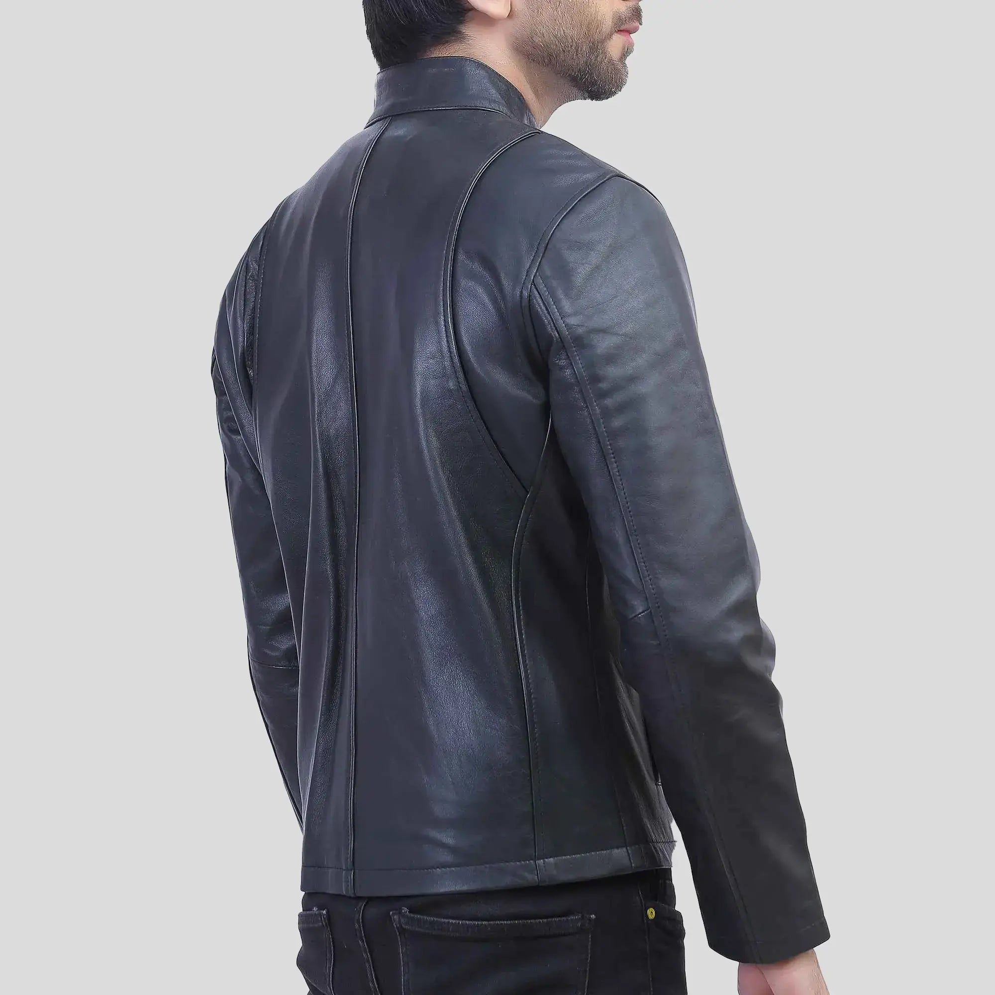 black motorcycle leather jacket